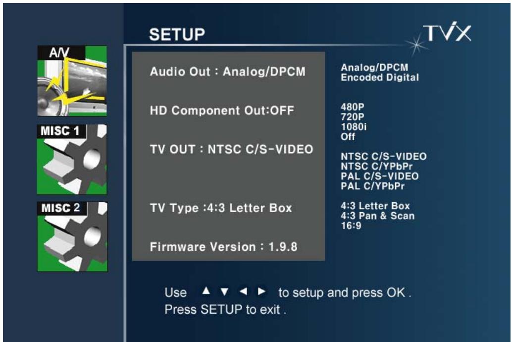 TVIX M-3100U - Paramètres Audio/Vidéo - 1