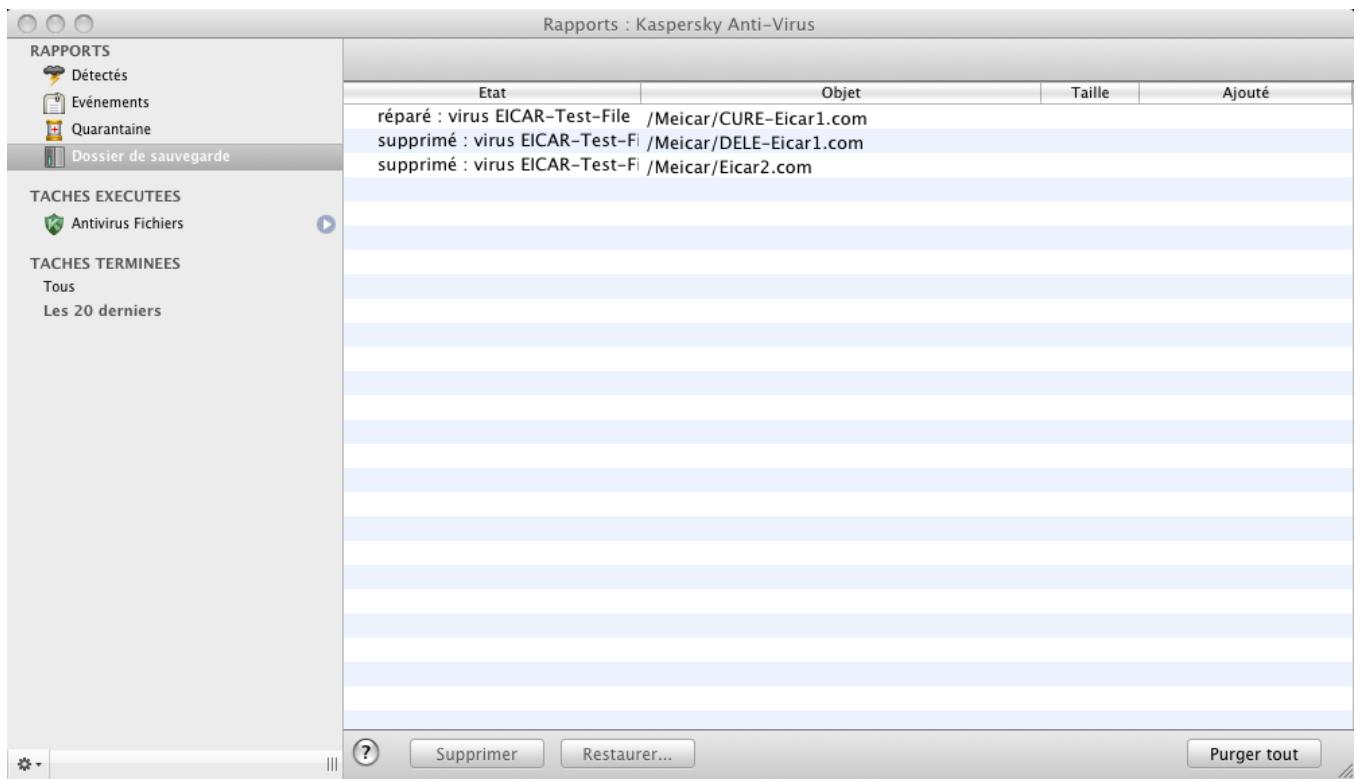 KASPERSKY ANTI-VIRUS FOR MAC - MANIPULATION DES COPIES DE SAUVEGARDE - 1