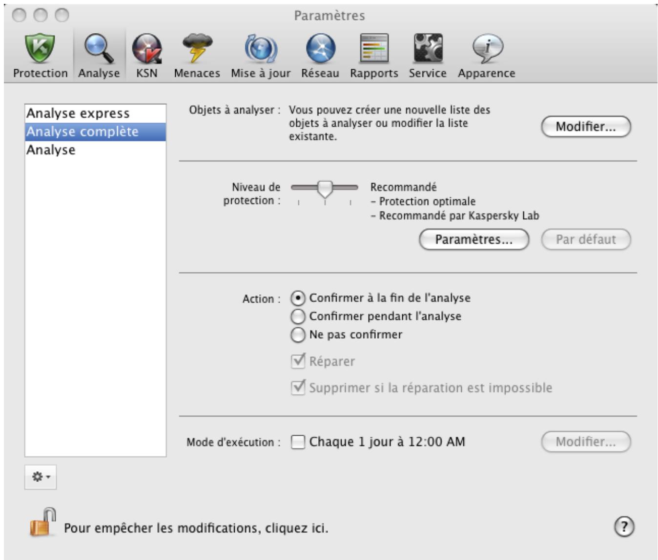 KASPERSKY ANTI-VIRUS FOR MAC - SELECTION DES ACTIONS À RÉALISER SUR LES OBJECTS - 1