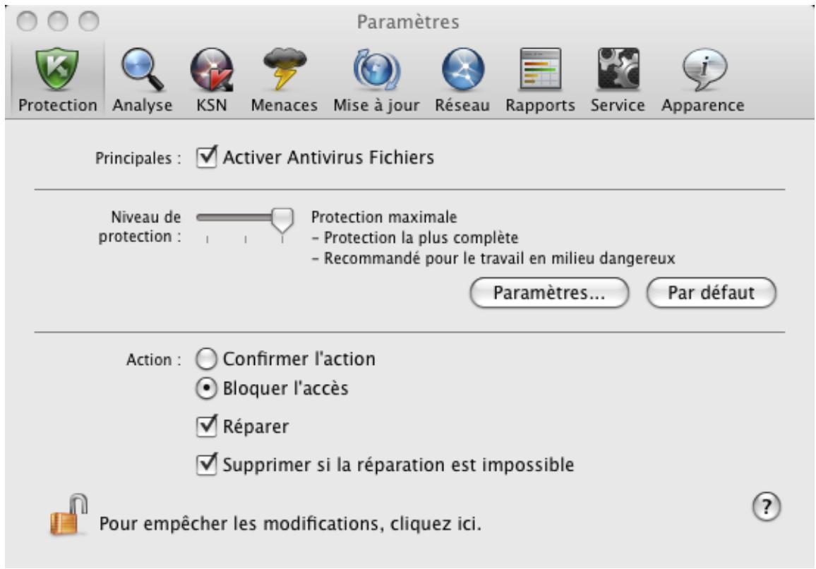 KASPERSKY ANTI-VIRUS FOR MAC - SELECTION DES ACTIONS À RÉALISER SUR LES OBJECTS - 1