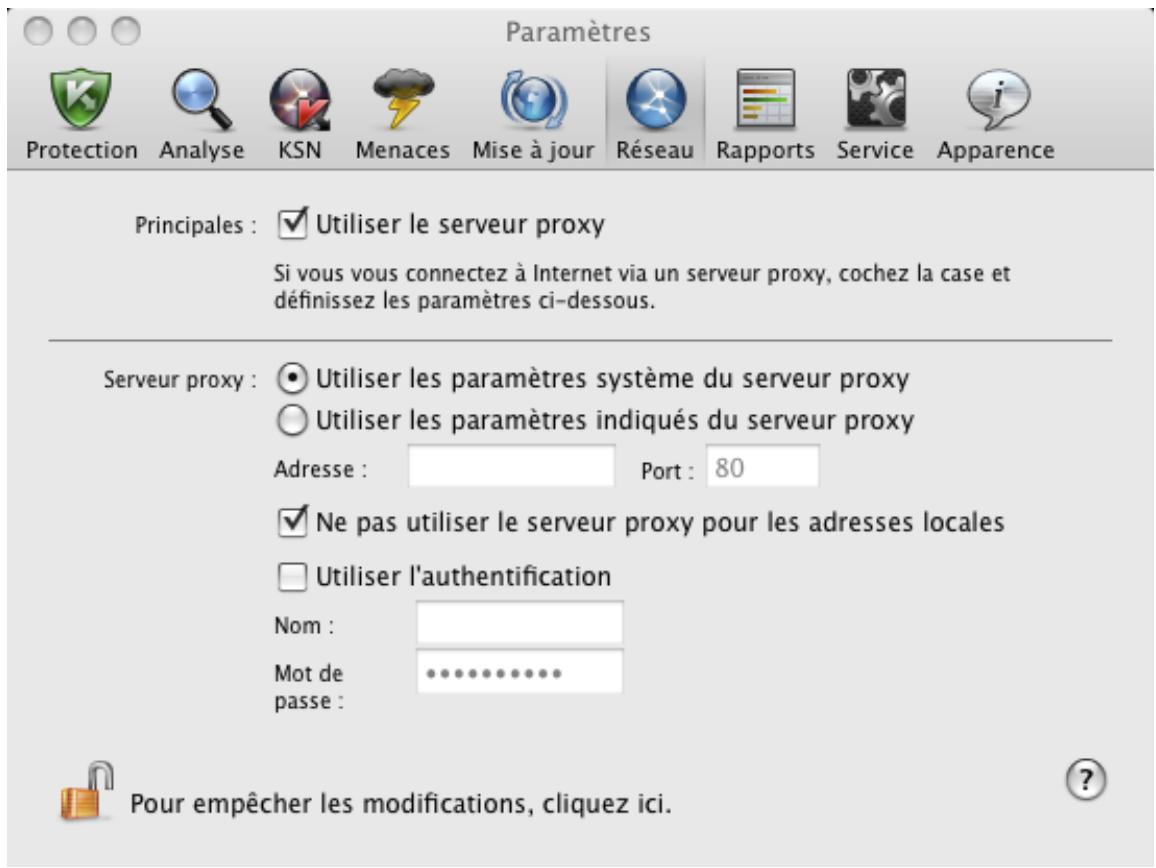 KASPERSKY ANTI-VIRUS FOR MAC - CONFIGURATION DES PARAMÉTRES DE CONNEXION AU SERVEUR PROXY - 1