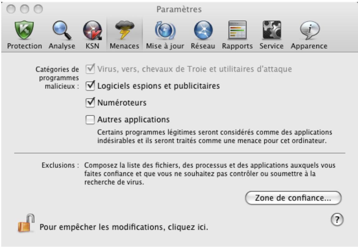 KASPERSKY ANTI-VIRUS FOR MAC - SELECTION DES PROGRAMMES MALVEILLANTS CONTROLÉS - 1