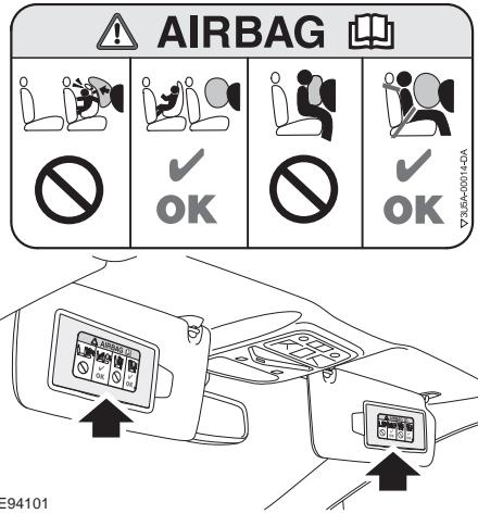 JAGUAR XF 2008 - Etiquettes d'airbags - 1