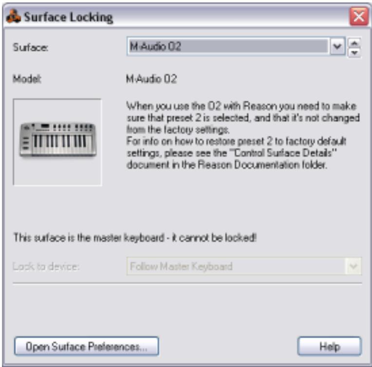 PROPELLERHEAD REASON 3.0 - Utiliser la boite de dialogue "Surface Locking" - 1