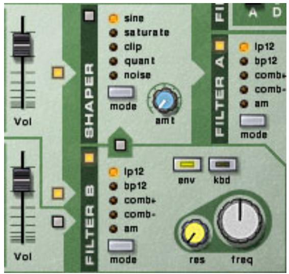 PROPELLERHEAD REASON 3.0 - Un oscillateur affecté aux deux filtres placés en parallele - 1