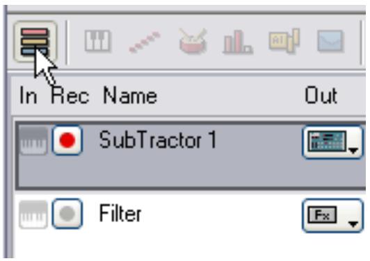 PROPELLERHEAD REASON 3.0 - Pour passer le mode Arrangement, cliquez sur la touche de mode Arrangement/Édition située dans le coin supérieur gauche de la section séquenceur. - 1