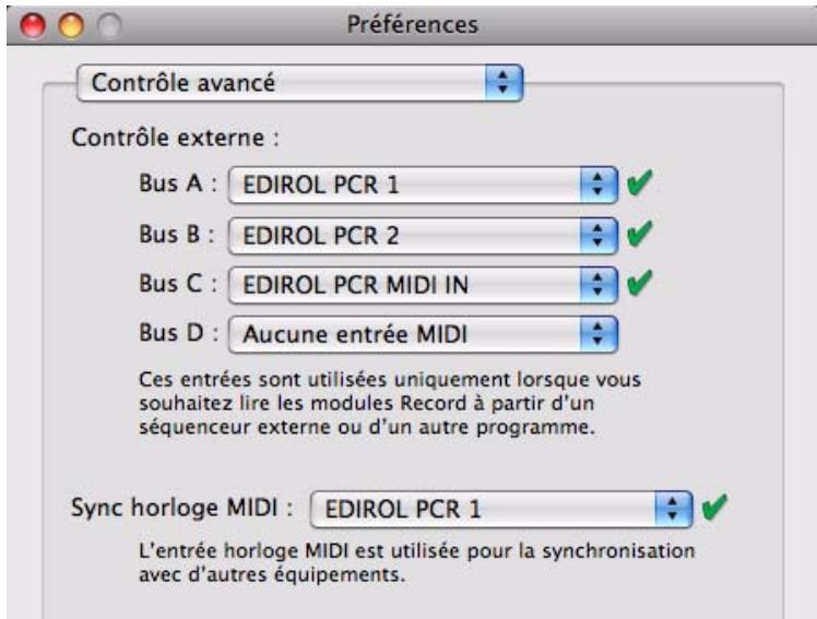 PROPELLERHEAD RECORD 1.5 - Préférences - Contrôle avancé - 1