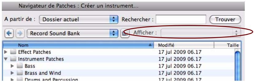 PROPELLERHEAD RECORD 1.5 - Affichage de la liste déroulante - 1