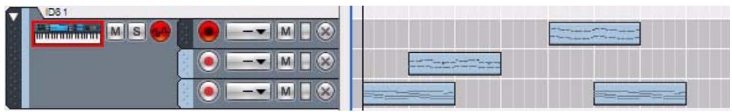 PROPELLERHEAD RECORD 1.5 - Fusion de clips sur des bandes de notes - 1