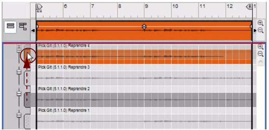 PROPELLERHEAD RECORD 1.5 - Cliquez sur la poignee de la ligne de comp que vous voulez dire et glissez-la vers le haut. - 1