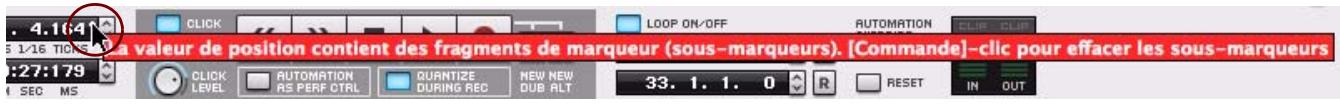 PROPELLERHEAD RECORD 1.5 - À propos des sous-marqueurs dans l'affichage Position du morceau - 1