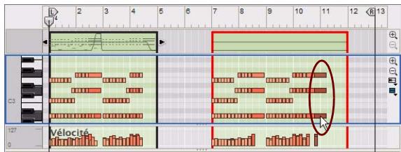 PROPELLERHEAD RECORD 1.5 - À propos du déplacement de notes en dehors ou entre des clips - 6