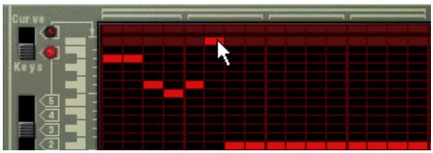 PROPELLERHEAD RECORD 1.5 - Assurez-vous que le bouton à gauche de la fenêtre de pattern est sur la position "Keys". - 2