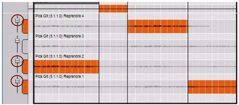 PROPELLERHEAD RECORD 1.5 - Enfin, vous souhaiterez peut-être égalier les niveaux audio des différents enregistements sur les lignes de comp dans le clip. - 1