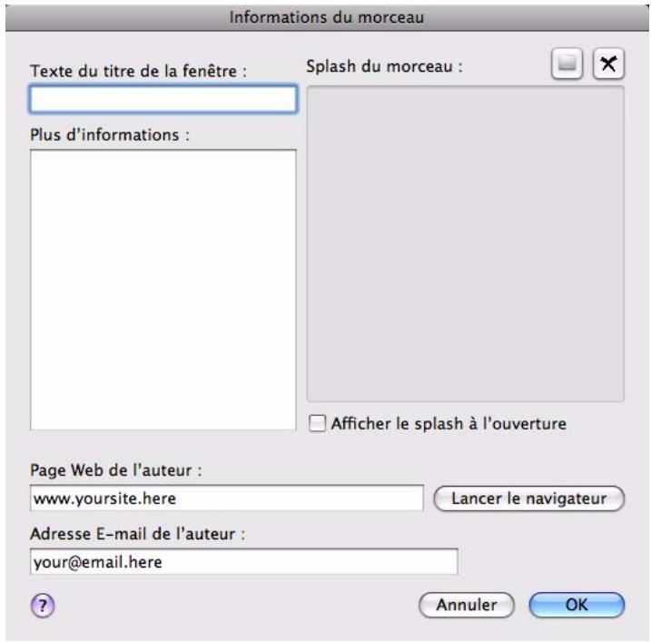 PROPELLERHEAD RECORD 1.5 - Insérer des informations sur le morceau - 1
