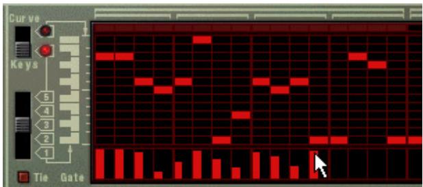 PROPELLERHEAD RECORD 1.5 - Assurez-vous que le bouton à gauche de la fenêtre de pattern est sur la position "Keys". - 3