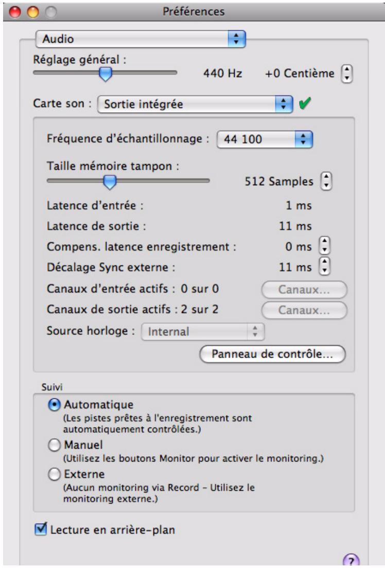 PROPELLERHEAD RECORD 1.5 - Preférences - Audio - 1