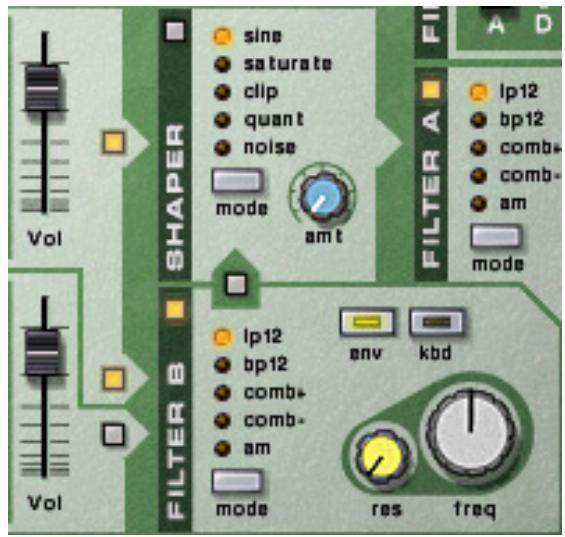 PROPELLERHEAD RECORD 1.5 - Un oscillateur avec les deux filtrés en parallele - 1