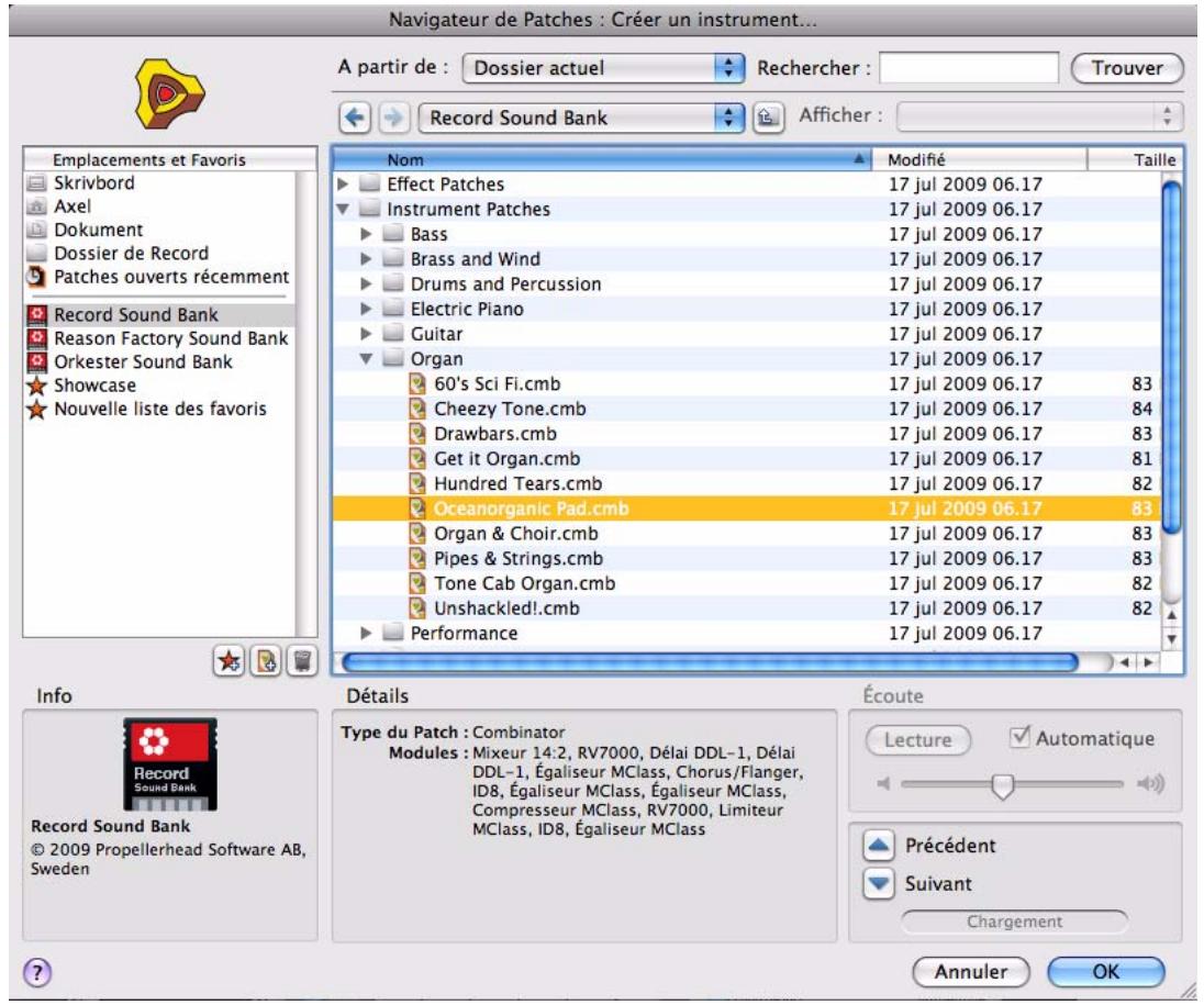PROPELLERHEAD RECORD 1.5 - Utilisation du navigateur - 1
