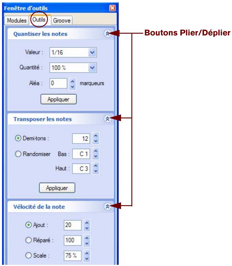 PROPELLERHEAD RECORD 1.5 - Outils d'edition de la fenêtre Outils - 1