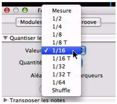 PROPELLERHEAD RECORD 1.5 - Sélectionnez une valeur de quantisation dans la liste déroulante Valeur de la fenêtre Outils. - 1