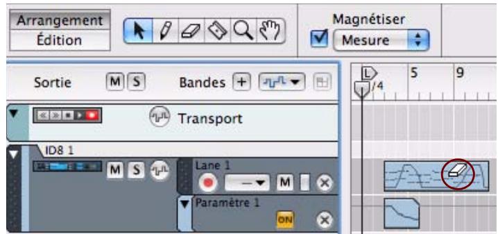 PROPELLERHEAD RECORD 1.5 - Sélectionnez l'outil Gomme et cliquez sur le clip à supprimer. - 1