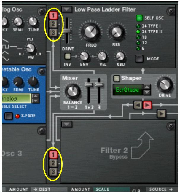 PROPELLERHEAD RECORD 1.5 - Cliquez sur la flèche dans le coin supérieur gauche de l'emplacement d'Oscillateur 2 pour faire apparaitre un menu et sclectionnez y un second oscillateur. - 2