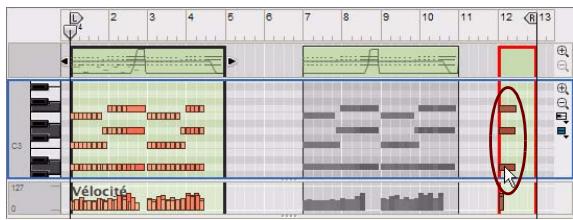 PROPELLERHEAD RECORD 1.5 - À propos du déplacement de notes en dehors ou entre des clips - 9
