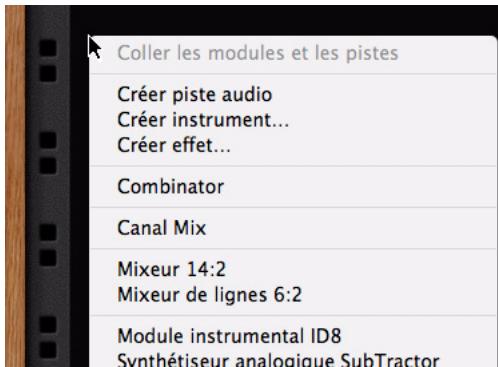 PROPELLERHEAD RECORD 1.5 - Menu contextuel de « l'arrière-plan » du rack - 1