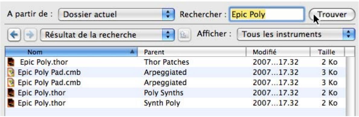 PROPELLERHEAD RECORD 1.5 - Exécution de la recherche - 1