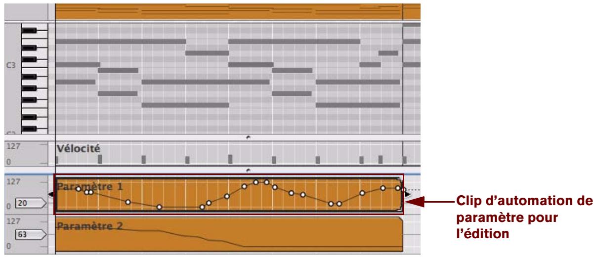 PROPELLERHEAD RECORD 1.5 - Ouvrez le clip d'automation de paramètre pour l'édition en double-cliquant dessus ou en le sélectionnant, puis en appuyant sur [Entrée]. - 1