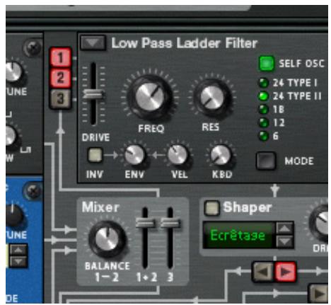 PROPELLERHEAD RECORD 1.5 - Cliquez sur la flèche dans le coin supérieur gauche de l'emplacement d'Oscillateur 2 pour faire apparaitre un menu et sclectionnez y un second oscillateur. - 3