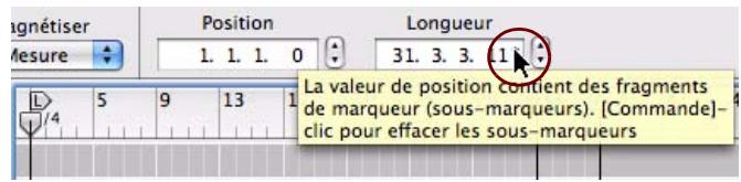PROPELLERHEAD RECORD 1.5 - À propos des sous-marqueurs dans les affichages Position et Longueur - 1