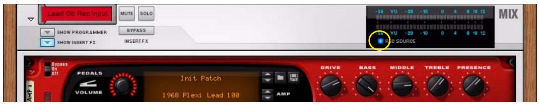 PROPELLERHEAD RECORD 1.5 - Cliquez sur le bouton « Source enr. » du module de voie de mixage. - 1