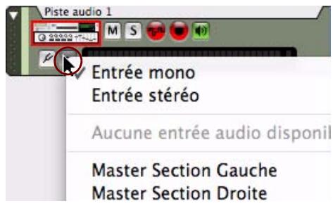 PROPELLERHEAD RECORD 1.5 - - Liste déroulante de sélection des entrées audio - 1
