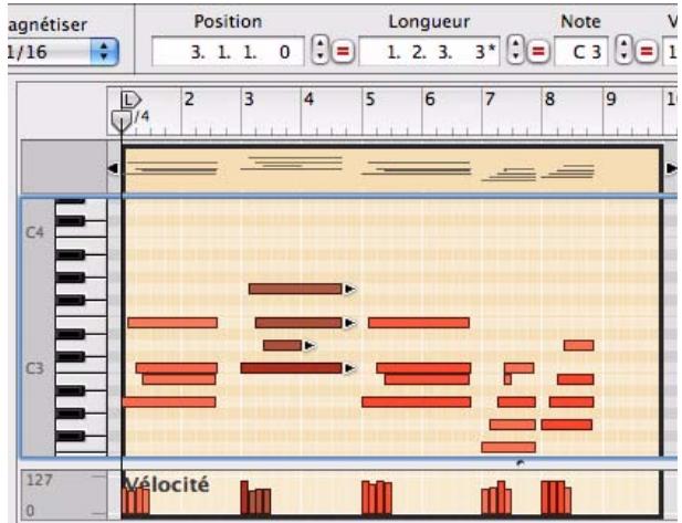 PROPELLERHEAD RECORD 1.5 - Dans le mode Édition, Sélectionnéz deux notes. - 1