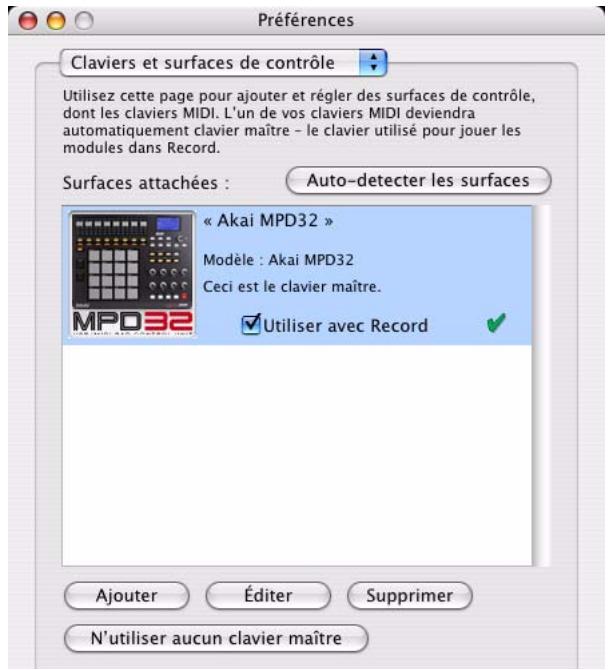 PROPELLERHEAD RECORD 1.5 - Ajouter une surface de contrôle ou un clavier - 1