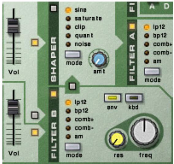 PROPELLERHEAD RECORD 1.5 - Les deux oscillateurs vers un filtré chacun - 1