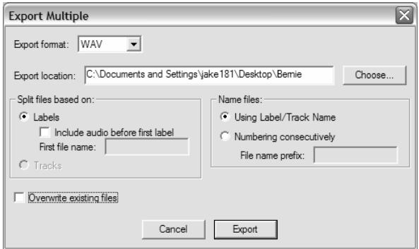 ION AUDIO AUDACITY - TITEL IN EINZELNE DATEIEN EXPORTIEREN - 2