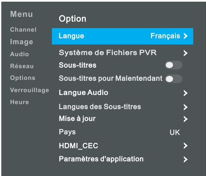 BRANDT B4302UHD - Configurer le menu options - 1