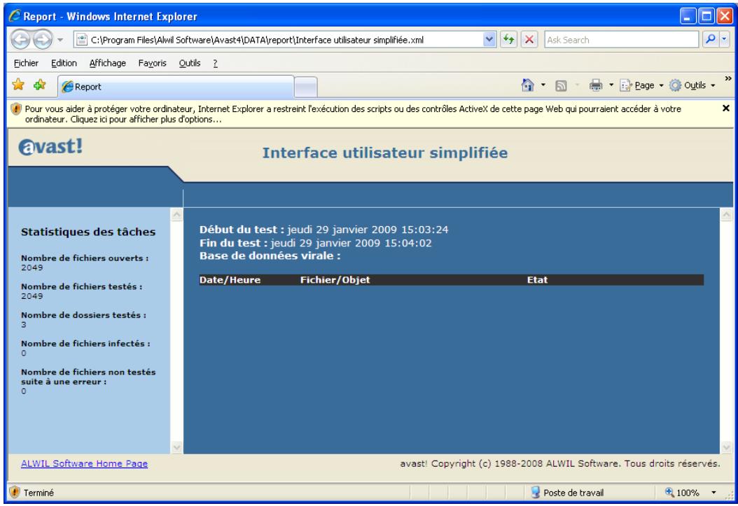 AVAST ANTIVIRUS EDITION FAMILIALE 4.8 - Rapport au format XML - 1