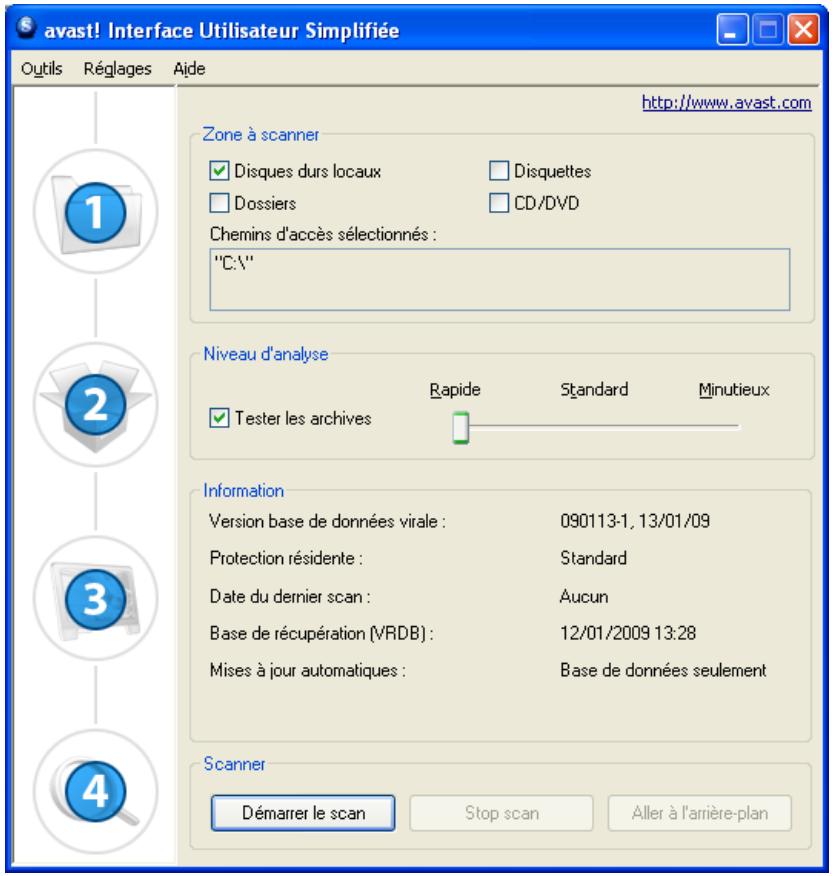 AVAST ANTIVIRUS EDITION FAMILIALE 4.8 - Changer l'apparence de l'interface utilisateur simplifiée - 1