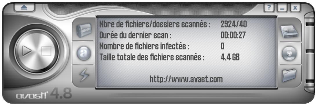AVAST ANTIVIRUS EDITION FAMILIALE 4.8 - Lancement d'une analyse et traitement des résultats - 1