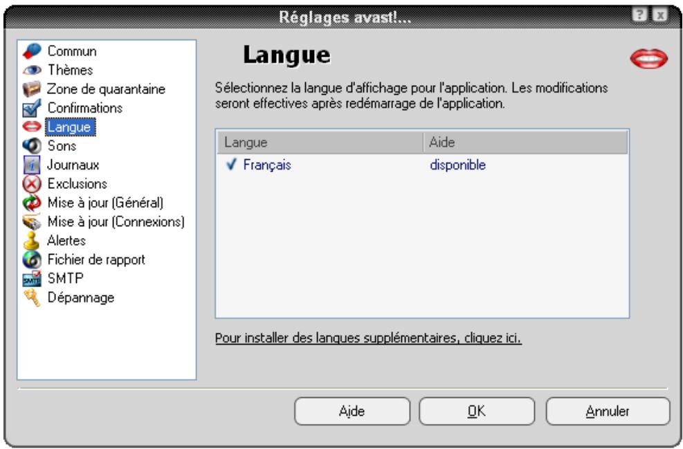 AVAST ANTIVIRUS EDITION FAMILIALE 4.8 - Changement de la langue du programme - 1
