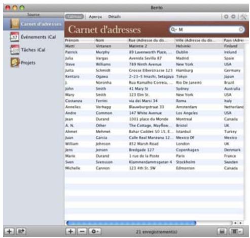 FILEMAKER BENTO 1 - Pour utiliser le champ Recherche : - 1