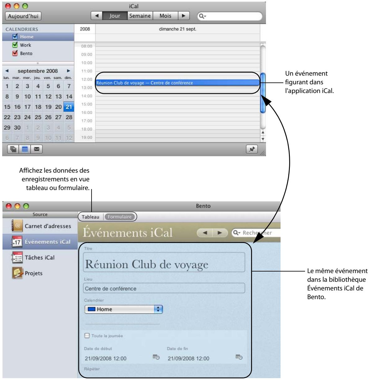 FILEMAKER BENTO 1 - Utilisation des données d'iCal - 1