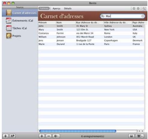 FILEMAKER BENTO 1 - Pour utiliser le champ Recherche : - 3