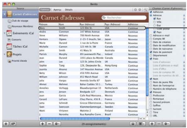 FILEMAKER BENTO 1 - Zone d'enregistrements - 1