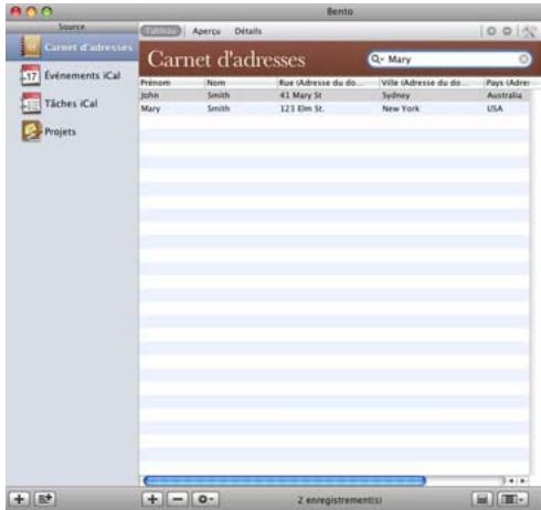 FILEMAKER BENTO 1 - Pour utiliser le champ Recherche : - 4