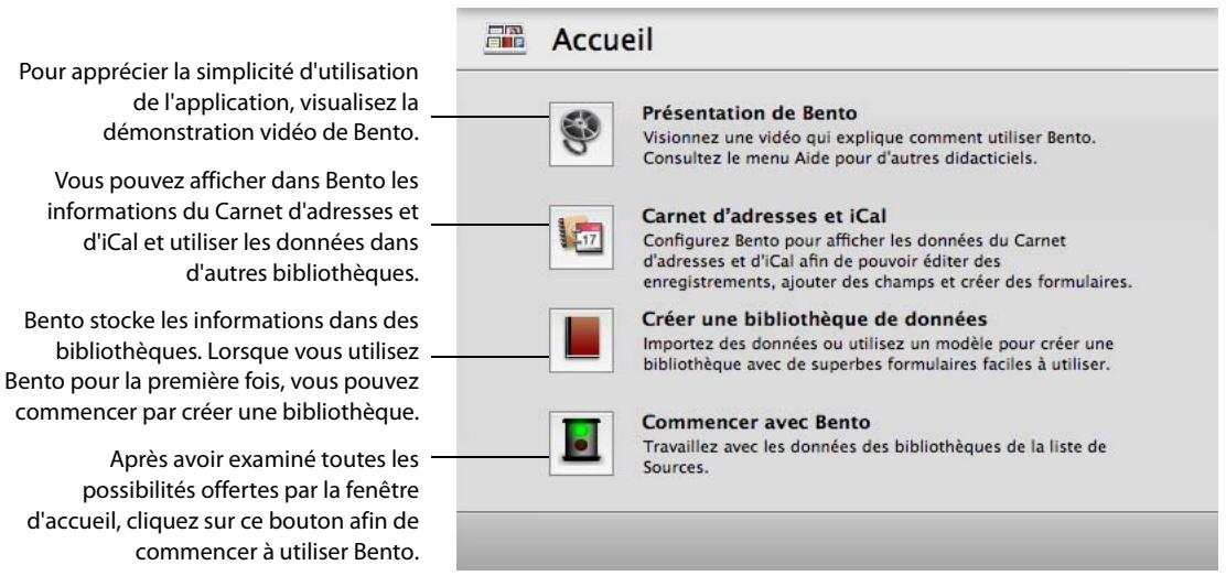 FILEMAKER BENTO 1 - Fenêtre d'accueil - 1